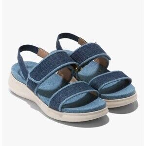 New Cole Haan Zerogrand Meritt Sandal Shoes Denim Blue Flower Foam Women 9.5